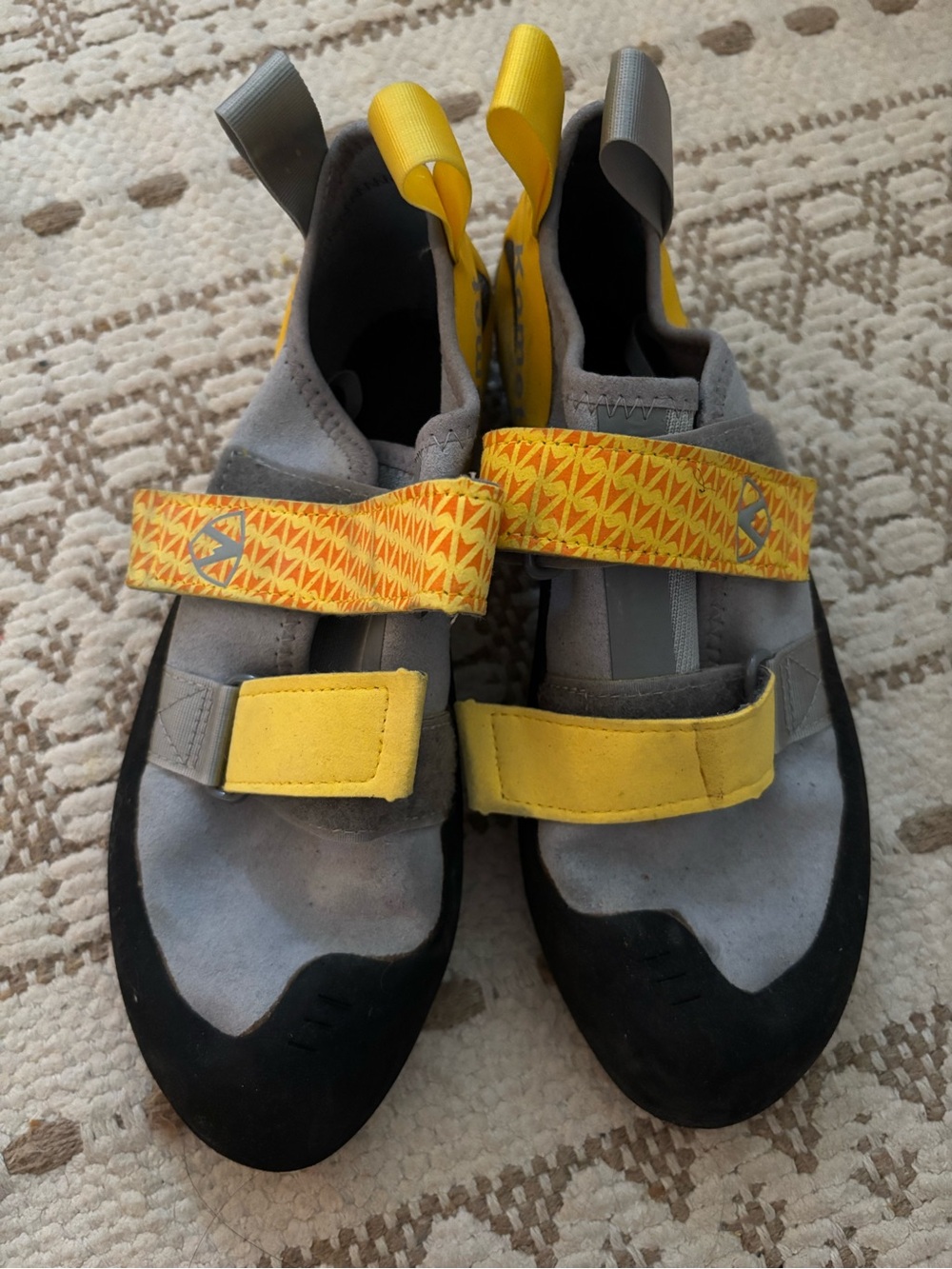 Yellow and Gray Climbing Shoes
